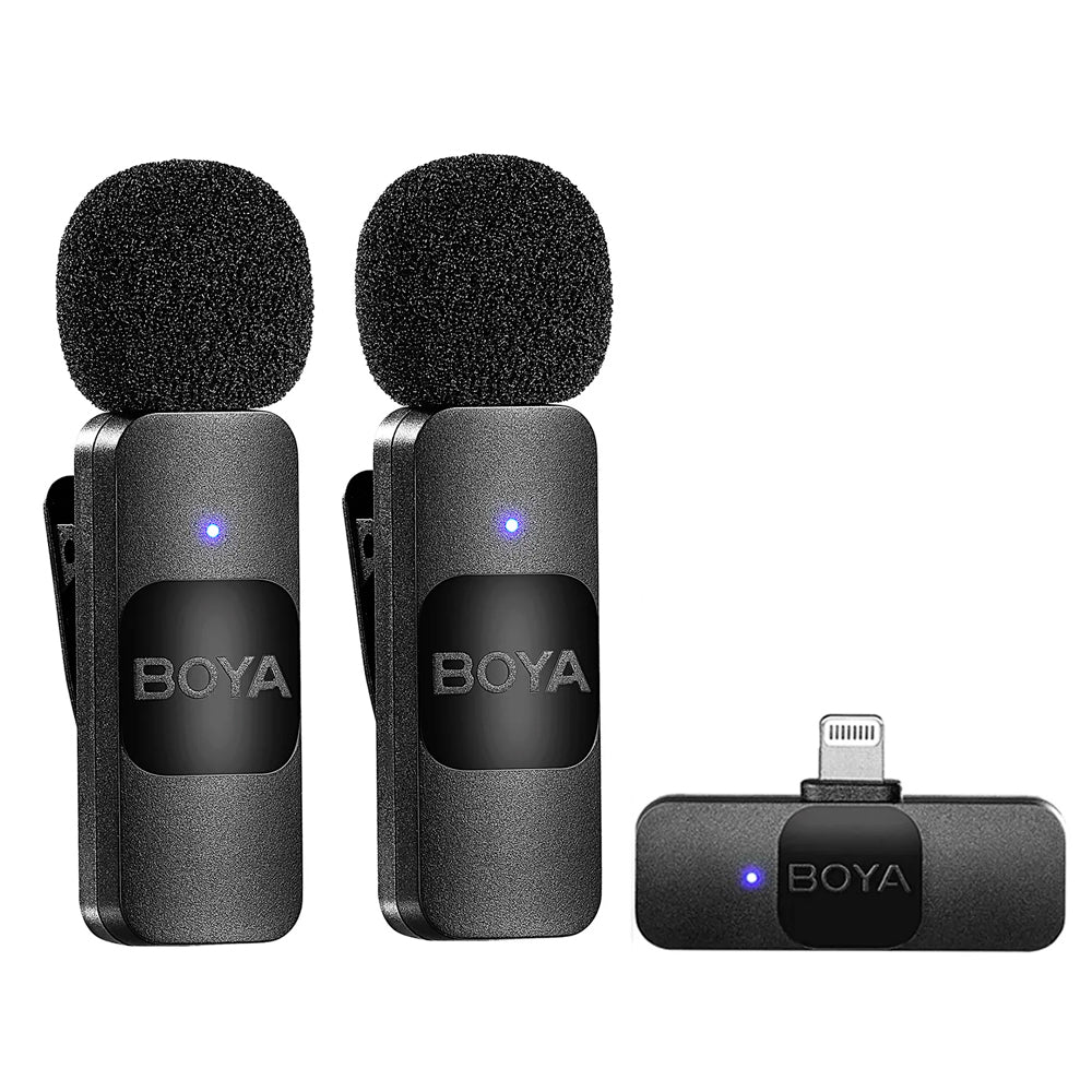 Microfone De Lapela Sem Fio BOYA By-v20 - USB-C - Com 2 microfones